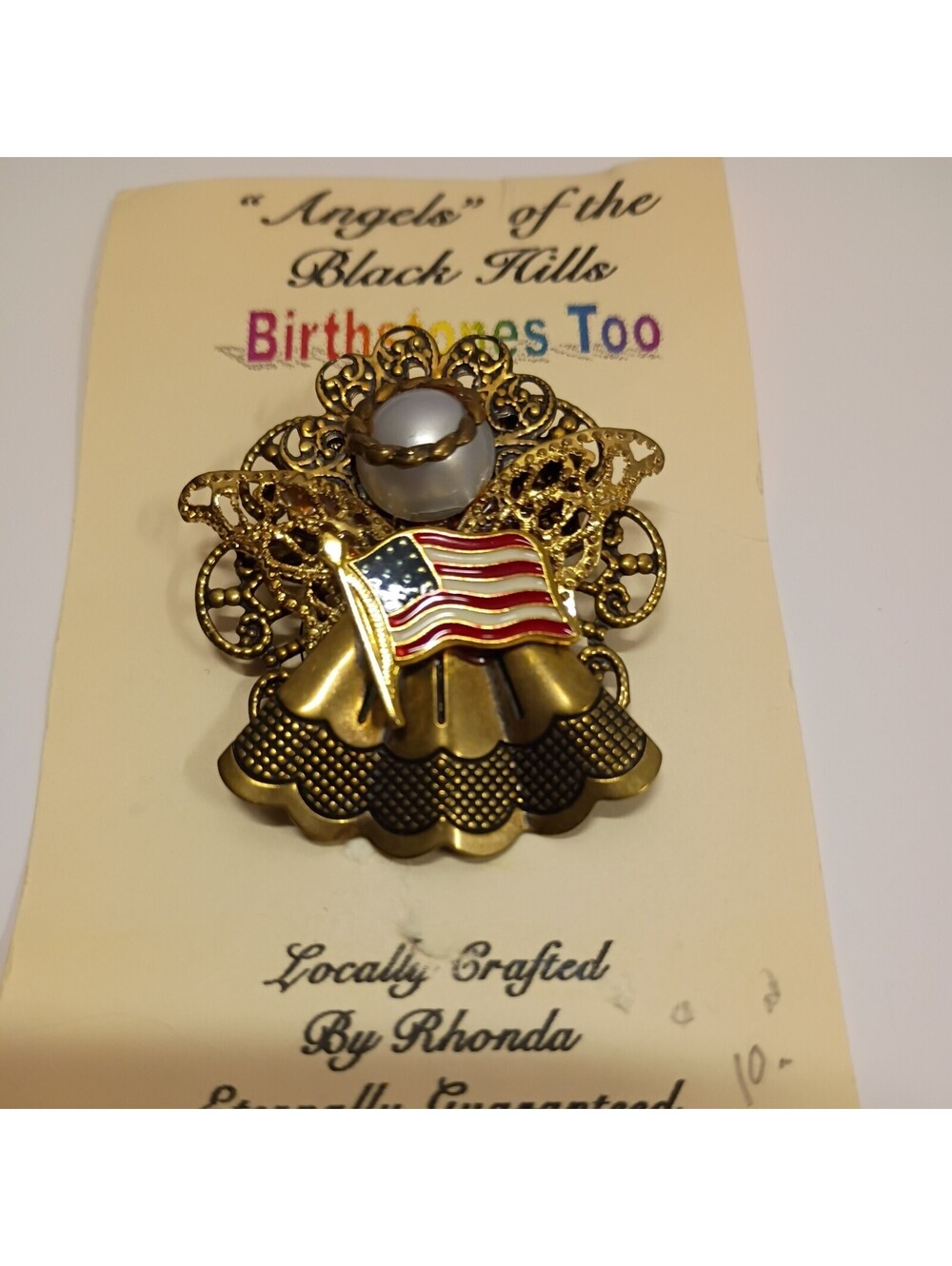 Vintage USA Pin Brooch Angels of the Black Hills Patriotic Harley NOS
